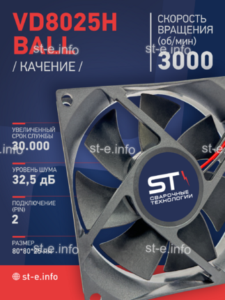 Вентилятор  VD8025H Ball (качения) 12V - st-e.info - Камышин
